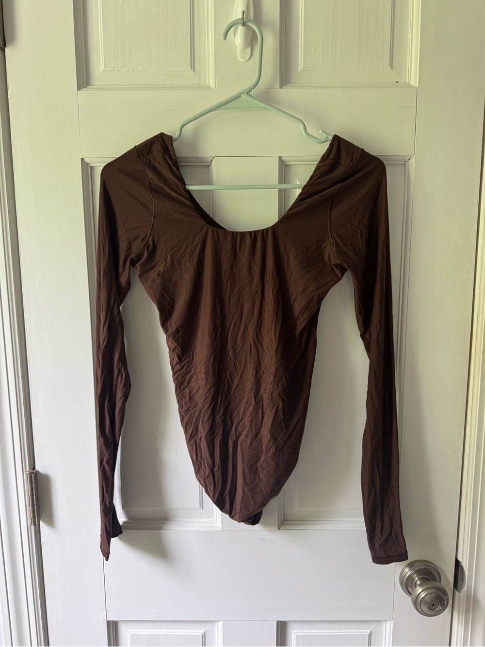 aerie Long-Sleeve Scoop Neck Bodysuit - Chocolate Brown